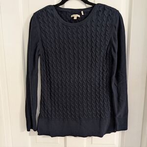 Barbour‎ Womens Cable Knit Sweater SIZE 10 Preppy Pullover Navy Blue Cotton